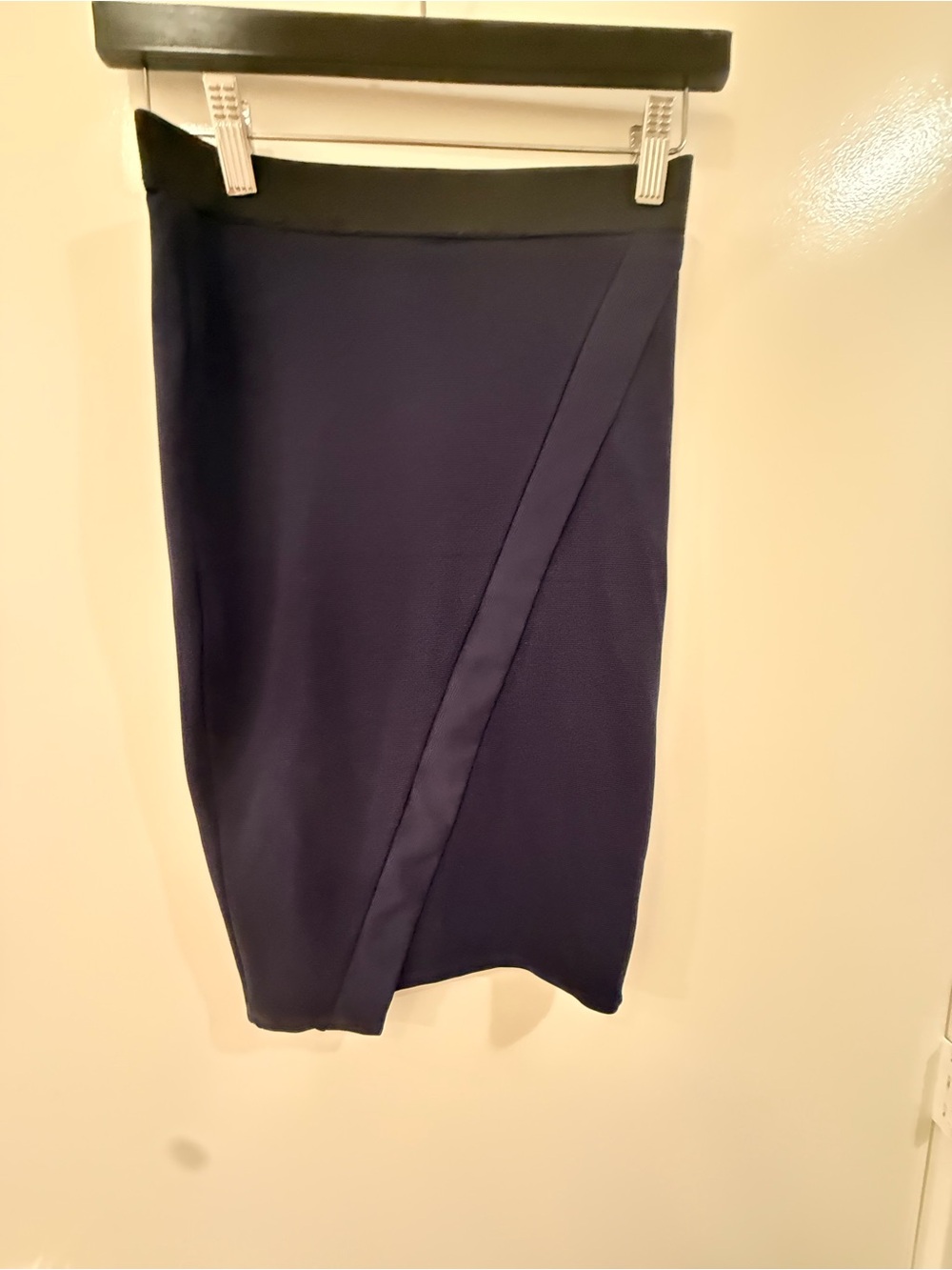 Zara Navy Pencil Skirt with Diagonal Panel